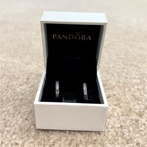 NEW Pandora Pave Heart Hoop Cubic Zirconia Earrings in Sterling Silver (2.5mm)